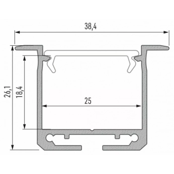 Profil aluminiowy srebrny typ k 2m z kloszem mlecznym, sprężyna montażowa EKPR7559