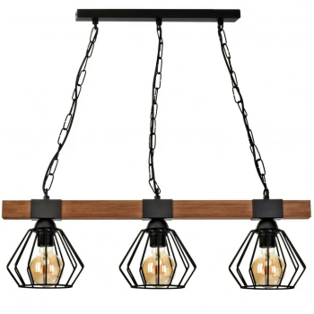 ULF BLACK / WOOD 3xE27 60W lampa wisząca