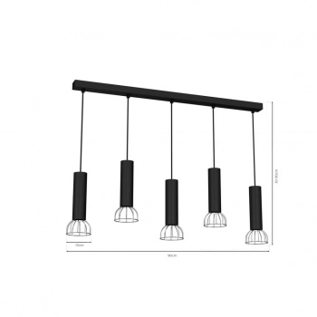 Dante Black Silver lampa wisząca 5xGU10 MLP7361