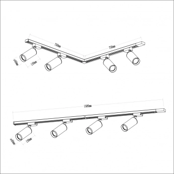 Mica zestaw Track Light 4xGU10 1,5m czarny ML1150