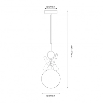 Astronauta lampa wisząca 1xE27 biała, złota ML1721