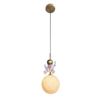 Astronauta lampa wisząca 1xE27 biała, złota ML1721