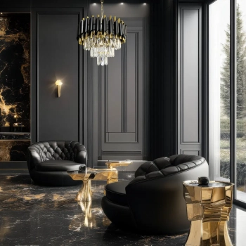 Cristal żyrandol 5xE14 czarny, złoty ML1634