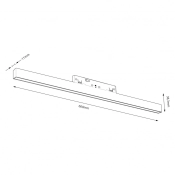 Magnetic Track do szynoprzewodów magnetycznych 48V 20W LED 1600lm CCT 3000K-6000K czarny ML2175