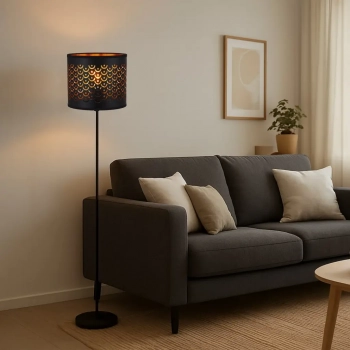 Morgan lampa podłogowa 1XE27 czarna, złota ML2237