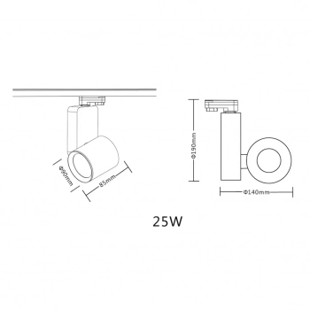 Ojo reflektor do szynoprzewodu 3F 25W LED 2600lm CCT 2700K, 4000K biały ML1106