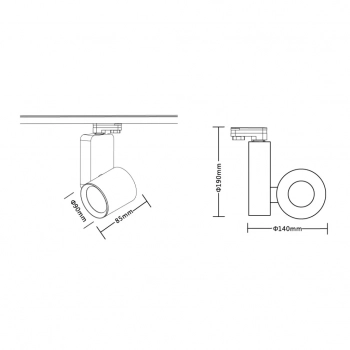 Ojo reflektor do szynoprzewodu 3F 25W LED 2600lm CCT 2700K, 4000K czarny ML1107