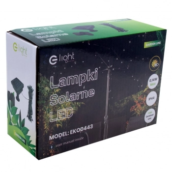 Pod Parasol lampa solarna IP44 0.14W LED 6000K czarna EKO0443