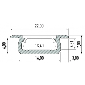 Profil Aluminiowy Typ Z 1m klosz mleczny srebrny EKPR6481