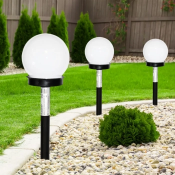 Solarna Kulka lampka ogrodowa stojąca IP44 0.06W LED 1lm 6000K czarna, biała EKO0595