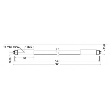 Tuba LED 549mm T5 8W/840 G5 1200lm 4000K AC (zamiennik świetlówki T5 14W/840 G5) wymaga bezpośredniego doprowadzenia 230V (L, N) do nóżek tuby