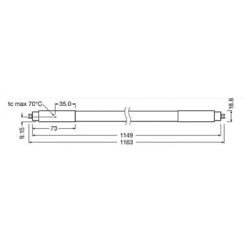 Tuba LED 1149mm T5 16W/840 G5 2400lm 4000K AC (zamiennik świetlówki T5 28W/840 G5) wymaga bezpośredniego doprowadzenia 230V (L, N) do nóżek tuby