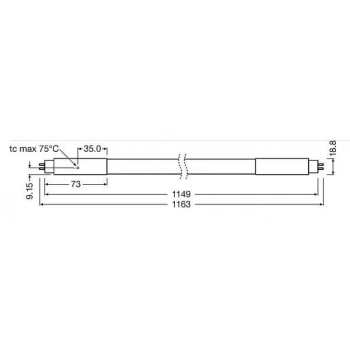 Tuba LED 1149mm T5 26W/840 G5 4000lm 4000K AC (zamiennik świetlówki T5 54W/840 G5) wymaga bezpośredniego doprowadzenia 230V (L, N) do nóżek tuby