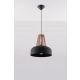 Casco lampa wisząca 1xE27 czarna naturalne drewno SL.0390