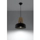 Casco lampa wisząca 1xE27 czarna naturalne drewno SL.0390