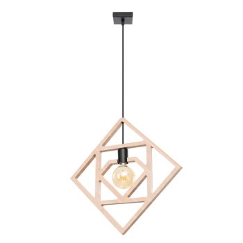 Caro lampa wisząca 1xE27 naturalne drewno, czarna SL.1757 Sollux Lighting