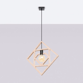 Caro lampa wisząca 1xE27 naturalne drewno, czarna SL.1757