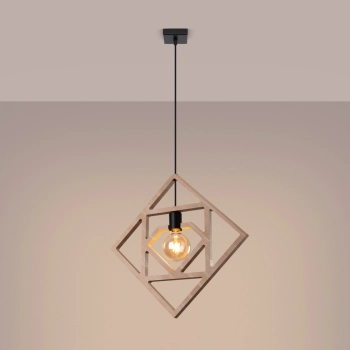 Caro lampa wisząca 1xE27 naturalne drewno, czarna SL.1757