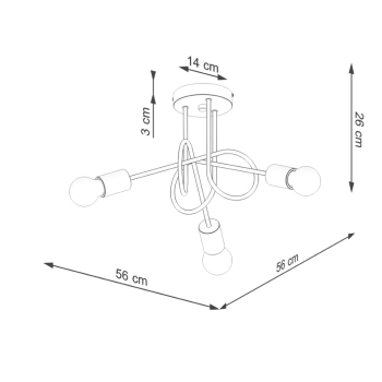 Ember 3 lampa sufitowa 3xE27 czarna SL.1477