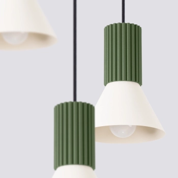 Estria 3P lampa wisząca 3xE14 beżowa, zielona oliwka SL.1873