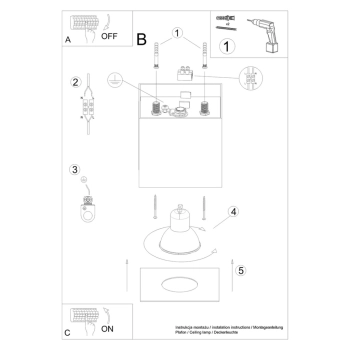 Hati lampa sufitowa 1xGU10 szara SL.1278