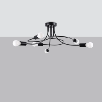Levar 6 lampa sufitowa 6xE27 czarna SL.1456