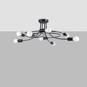 Levar 8 lampa sufitowa 8xE27 czarna SL.1457