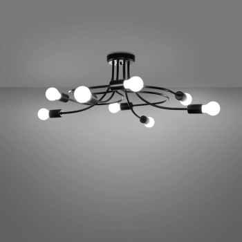 Levar 8 lampa sufitowa 8xE27 czarna SL.1457