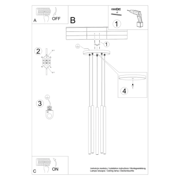 Pastelo 5P lampa wisząca 5xG9 czarna SL.1176