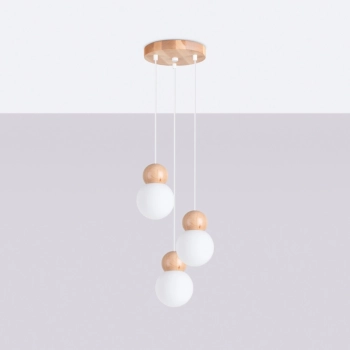 Pekka 3P lampa wisząca 3xG9 biała, naturalne drewno SL.1391