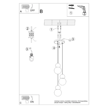 Pekka 3P lampa wisząca 3xG9 biała, naturalne drewno SL.1391