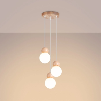 Pekka 3P lampa wisząca 3xG9 biała, naturalne drewno SL.1391