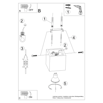 Quad lampa sufitowa 1xGU10 beton, zielona oliwka SL.1845