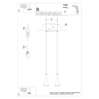 Rea 2 lampa wisząca 2xE14 beton SL.1224