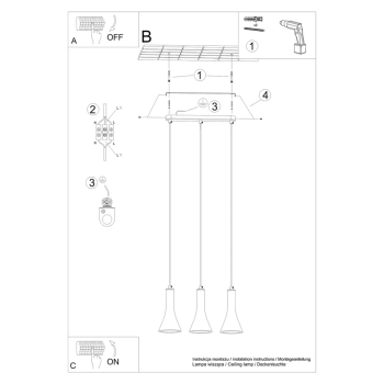 Rea 3L lampa wisząca 3xE14 beton SL.1225