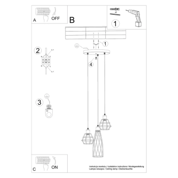 Suba 3P lampa wisząca 3xE14 czarna SL.1166