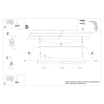 Tavo 3 lampa sufitowa 3xE27 szara SL.1158