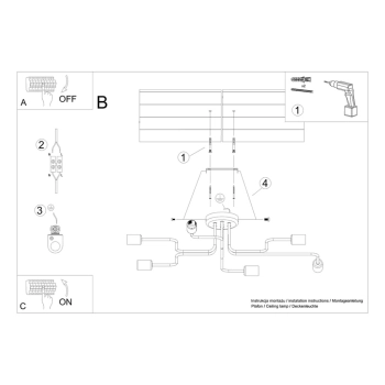 Vector 6 lampa sufitowa 6xE27 biała SL.1443