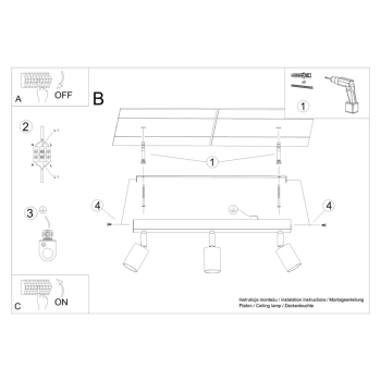 Verdo 3L lampa sufitowa 3xGU10 czarna SL.1293