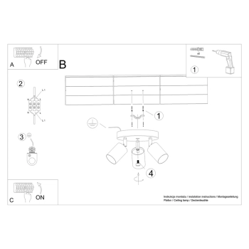 Verdo 3P lampa sufitowa 3xGU10 czarna SL.1292
