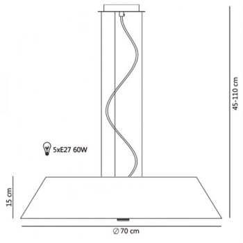 Vega 70cm żyrandol W5 5xE27 czarny SL.0820