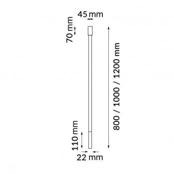 Alha N 80cm lampa sufitowa G9 biała, końcówka (biała, czarna, czekoladowa, miedź, mosiądz, stal)