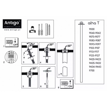 Alha T 70-130cm lampa sufitowa wpuszczana G9 czarna