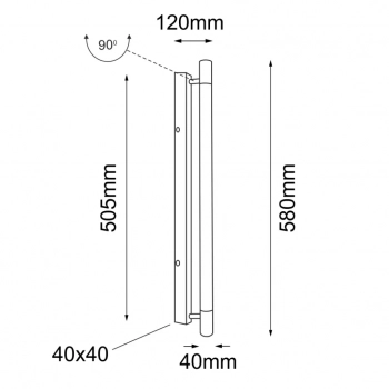 Ibara 580mm kinkiet T5 24W 230V G5 czarny