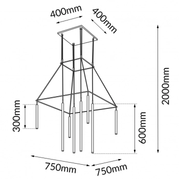 Alha H lampa wisząca 8xG9 czarna