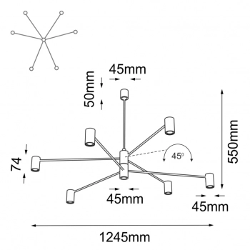 Dakata lampa wisząca 6xGU10 MR11 czarna