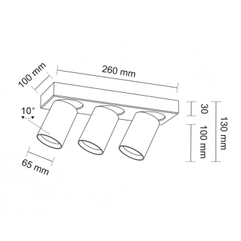 Tarumi lampa sufitowa 3xGU10 PAR16 czarna