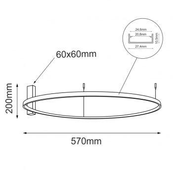 Agari 57 lampa sufitowa 57cm LED 35W 4371lm 3000K czarna 1330