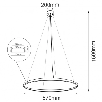 Agari 57 lampa wisząca 57cm LED 35W 4371lm 3000K czarna 5320