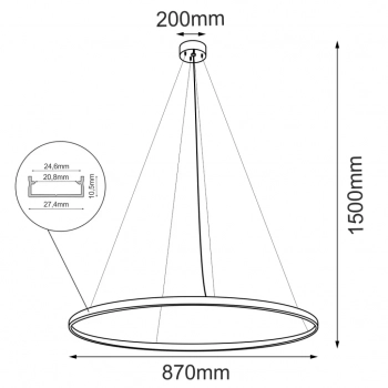 Agari 87 lampa wisząca 87cm LED 54W 7141lm 4000K czarna 5332